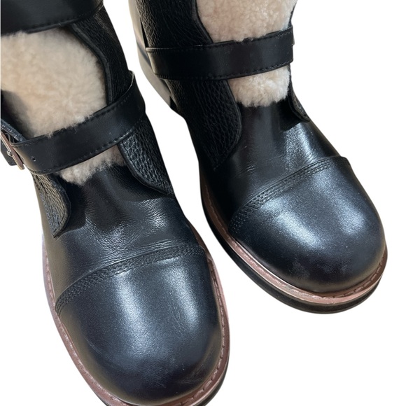 COACH  Black Shearling Moto Boots - Picture 4 of 6